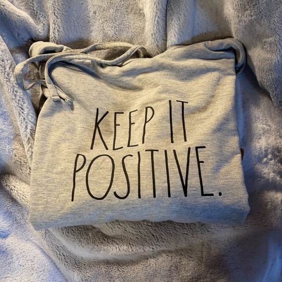Rae Dunn Tops - Rae Dunn Gray Hoodie “KEEP IT POSITIVE” SuperSoft